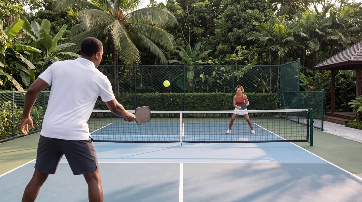 Architectural visualization of The Rally pickleball court at Sueños del Mar.